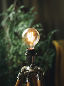 A light bulb on a stand